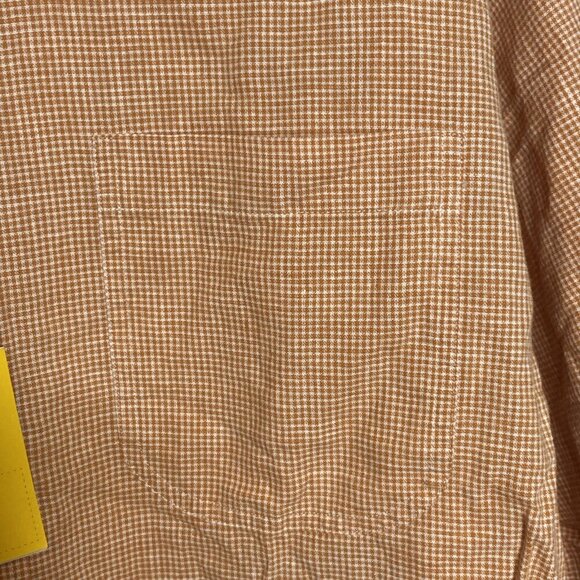 Duck Head Farris Linen Cotton Oxford Orange / Caramel Plaid Medium $108 MSRP #1 - Picture 7 of 9